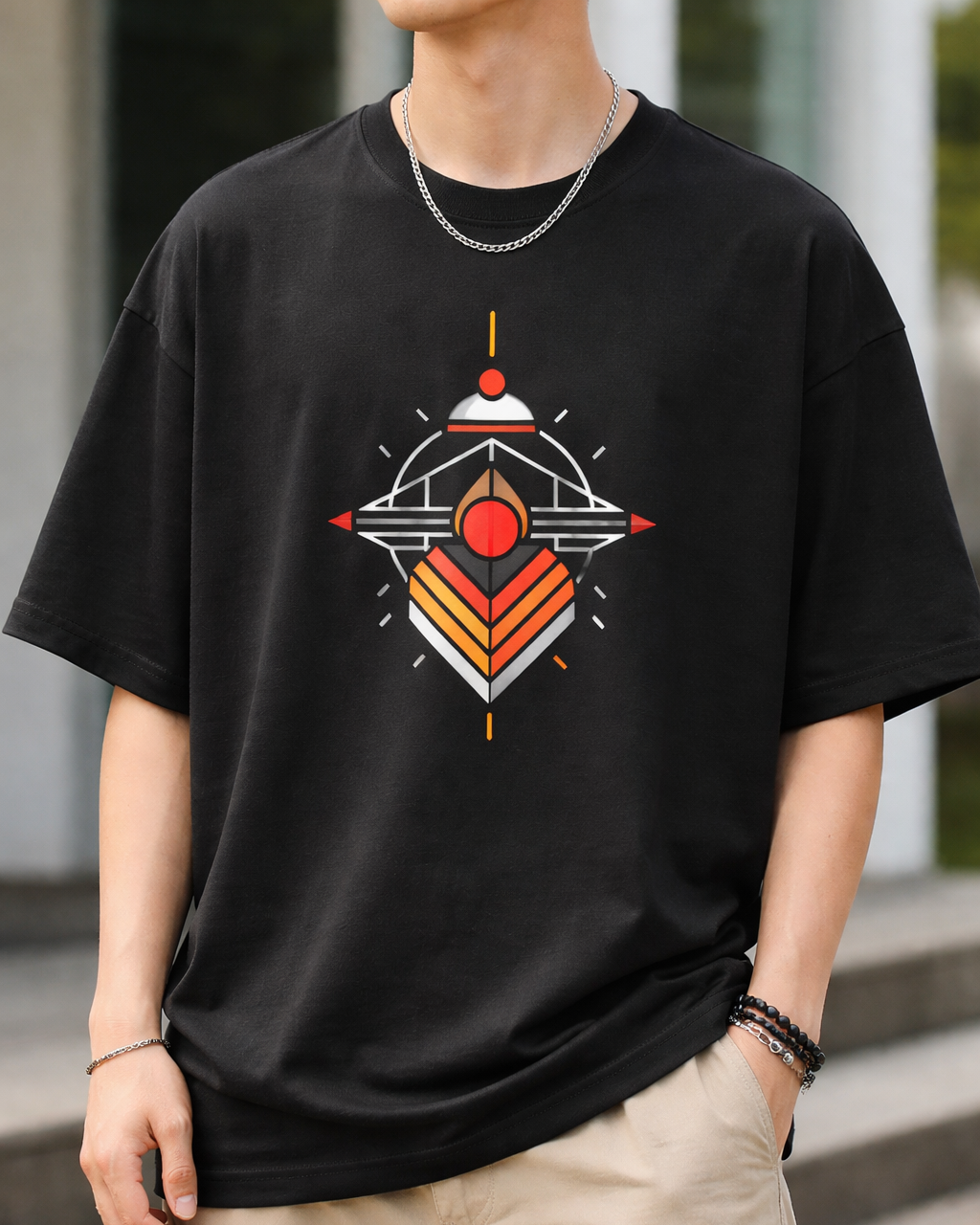Geometric Design Oversized T-Shirt