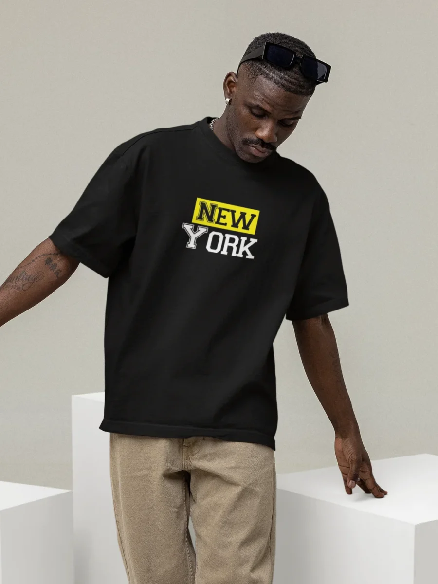 Fulloat New York Typography Oversized T-Shirt