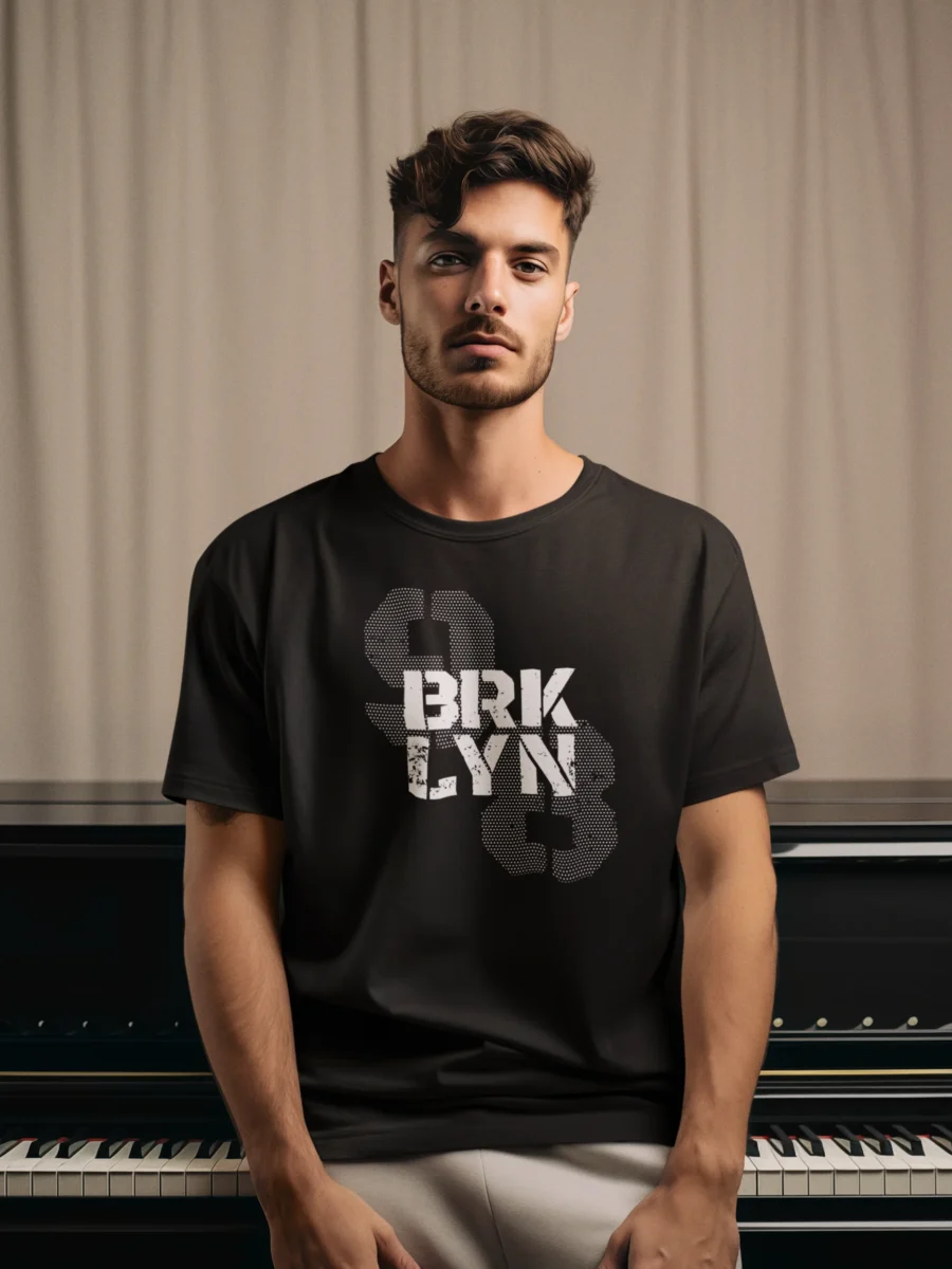 NYC Brooklyn t-shirt with city print on maroon 180 GSM cotton