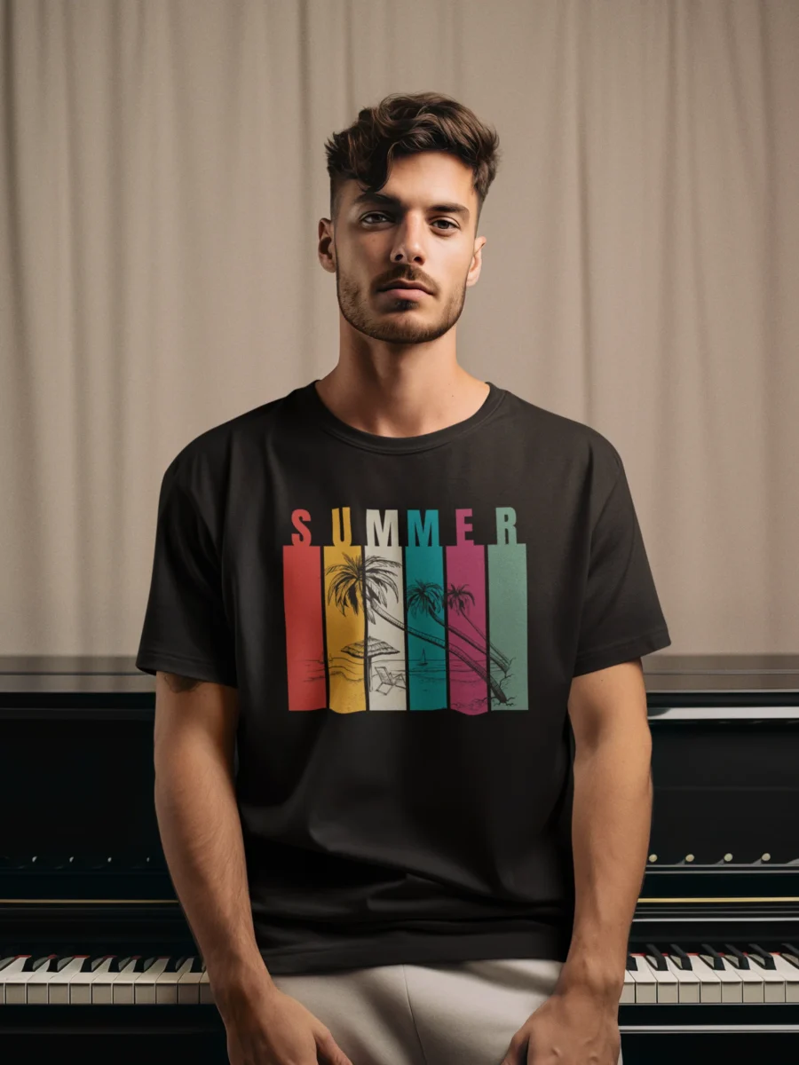 Summer graphic t-shirt on lightweight 180 GSM cotton, crew neck