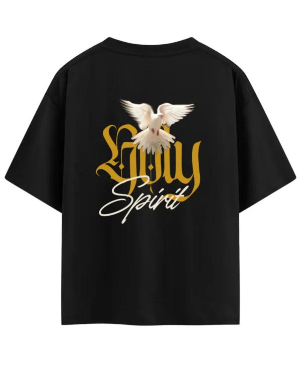 Holy Spirit Oversized T-Shirt in black – back view showing the minimal print