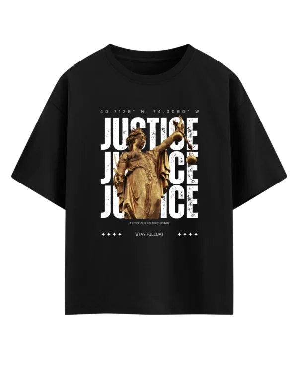 Streetwear Justice By The Columns Oversized T-Shirt in black – front view