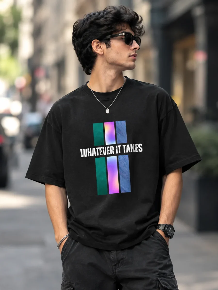 Urban Streetwear Portrait With Graphic Oversized T-Shirt